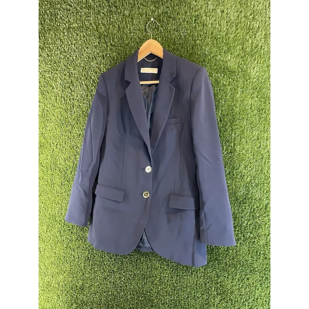 Michael Kors Women’s Navy Blue Blazer Suit Jacket Size M Gold Buttons